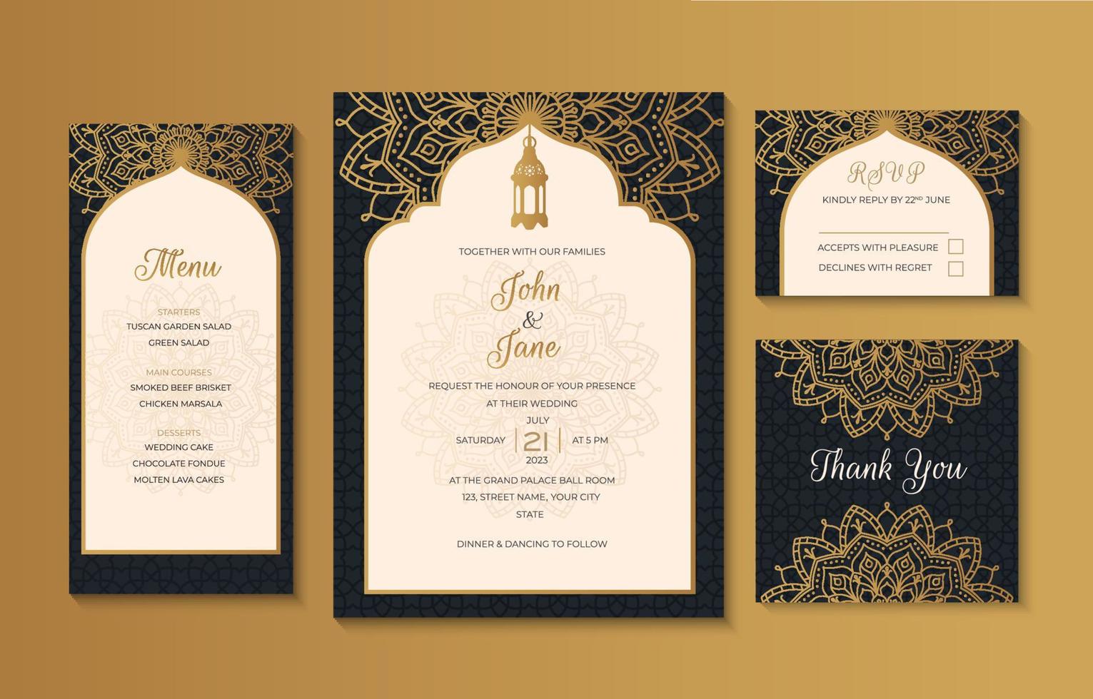 Moslem Wedding Invitation Template vector