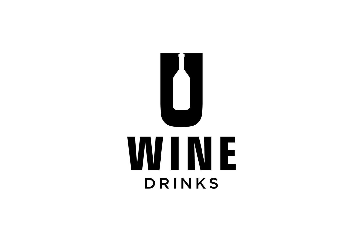 initial letter U with wine bottle logo design template vector