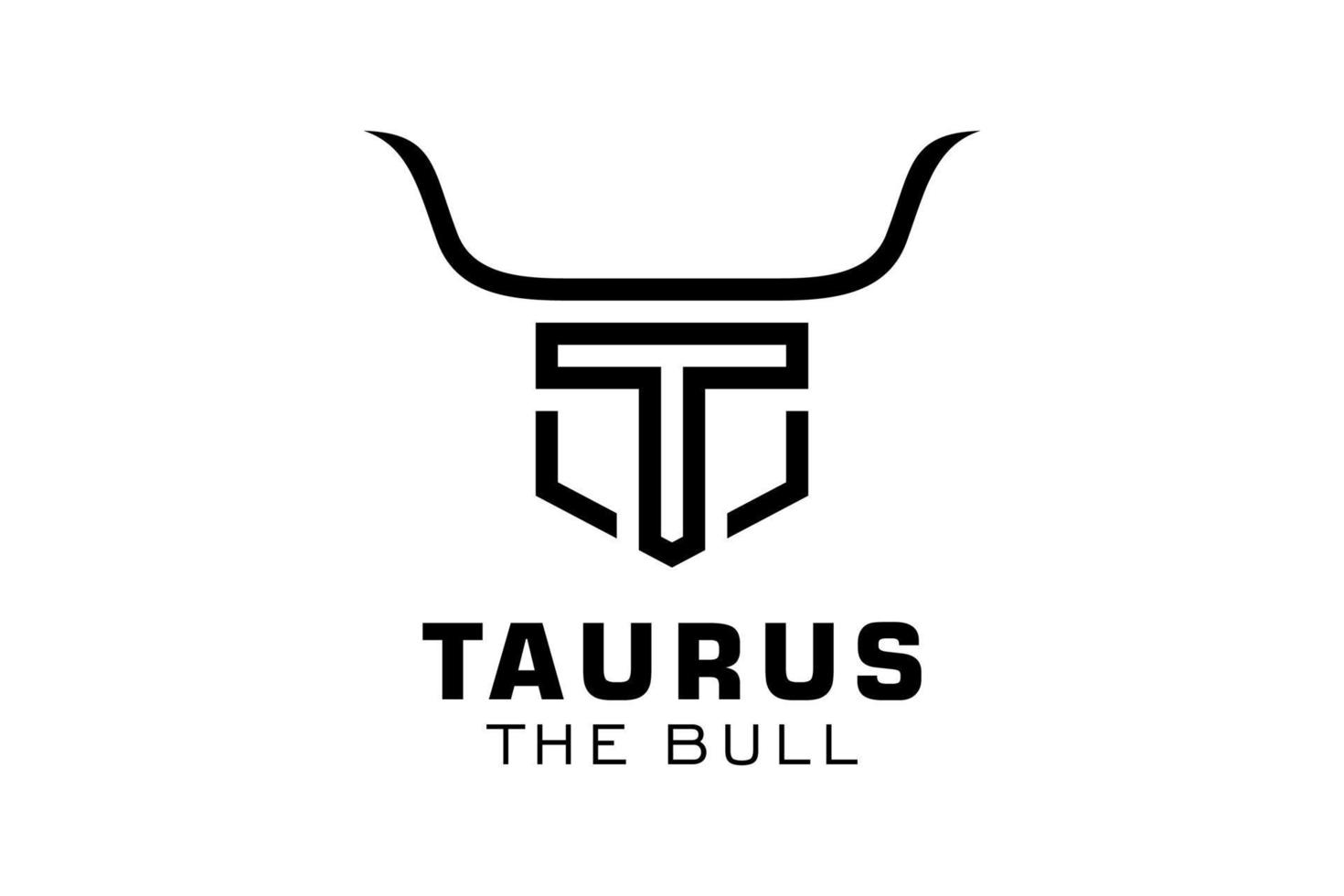 logotipo de letra t, logotipo de toro, logotipo de toro de cabeza, elemento de plantilla de diseño de logotipo de monograma vector