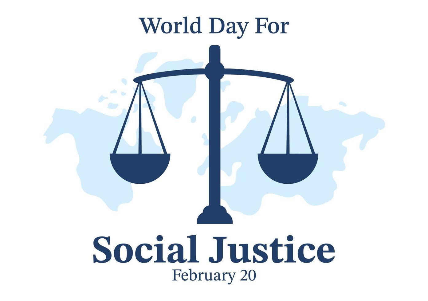 día mundial de la justicia social el 20 de febrero con escamas o martillo para una relación justa en dibujos animados planos dibujados a mano ilustración de plantillas vector