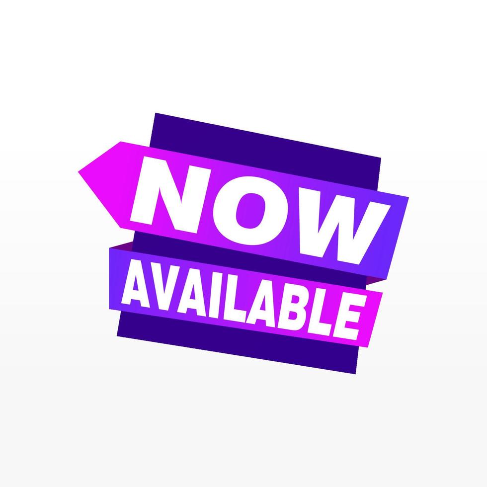 Available now label, badge, seal or burst flat vector icon for apps and websites