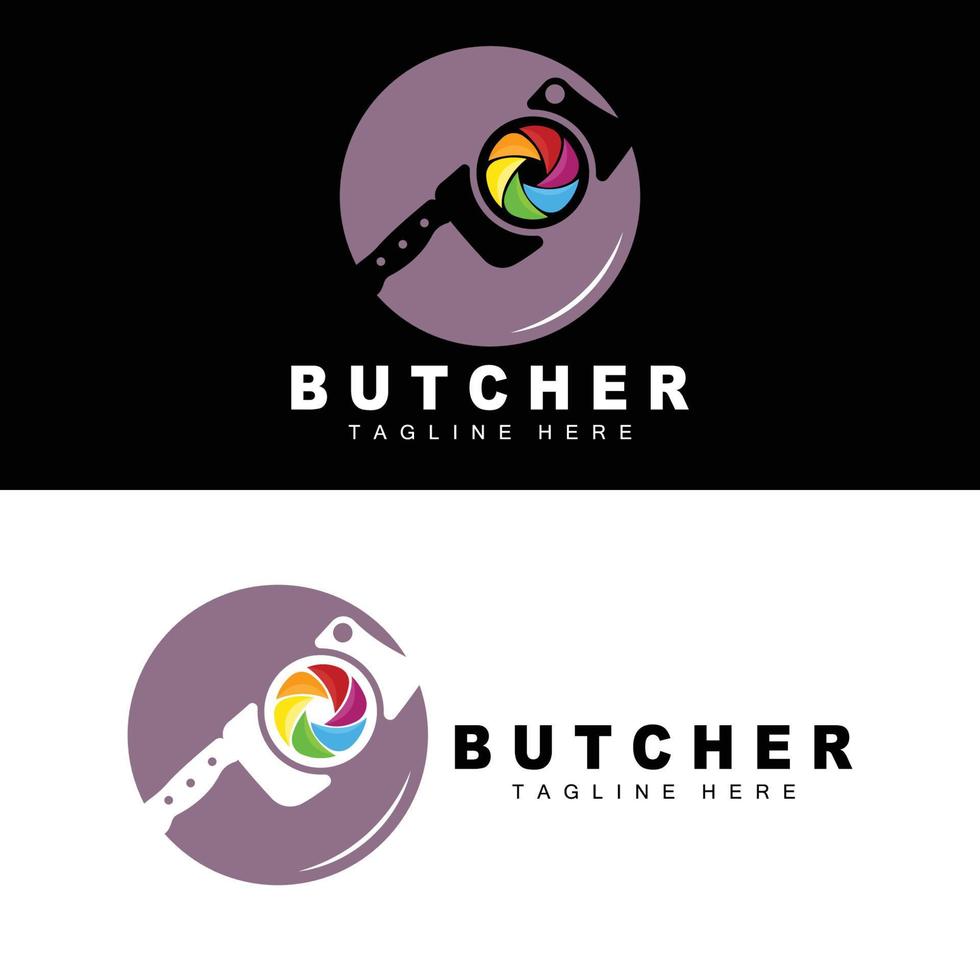 Butcher logo design, Knife Cutting Tool Vector Template, Product Brand Illustration Design For Butcher, Farm, Butcher Shop