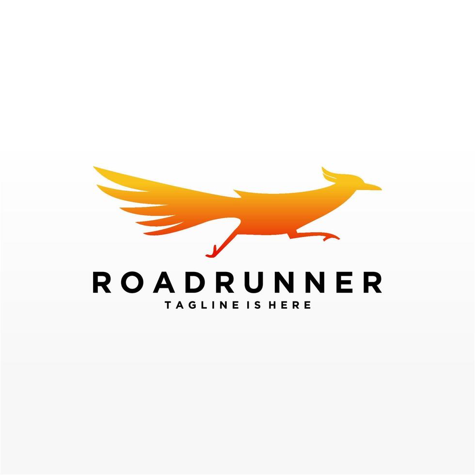Roadrunner bird abstract minimal simple geometric logo design icon template silhouette isolated with white background vector