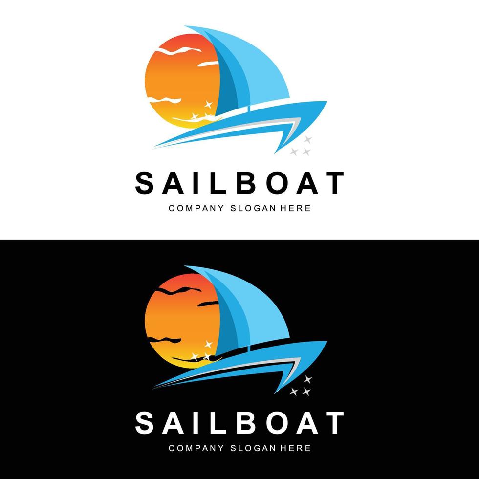 Sailboat Logo Design, Fishing Boat Illustration, Fishing Boat Company