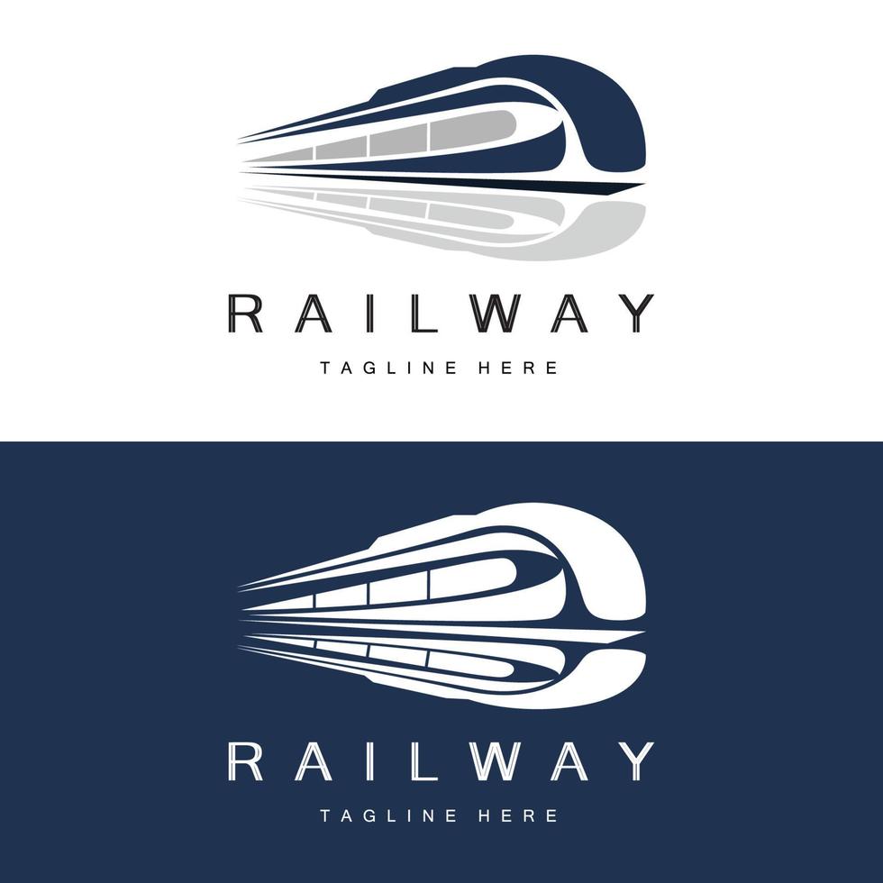 diseño del logo del tren. vector de vía de tren rápido, ilustración de vehículo de transporte rápido, transporte terrestre de empresa ferroviaria de locomotora de diseño y entrega rápida