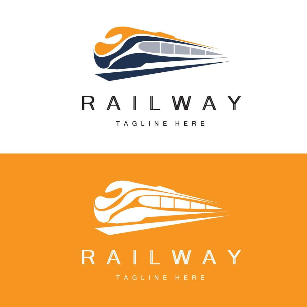 Train Logo Design. Fast Train Track Vector, Fast Transport Vehicle Illustration, Design Fit Locomotive Railroad Company Land Transportation And Fast Delivery vector