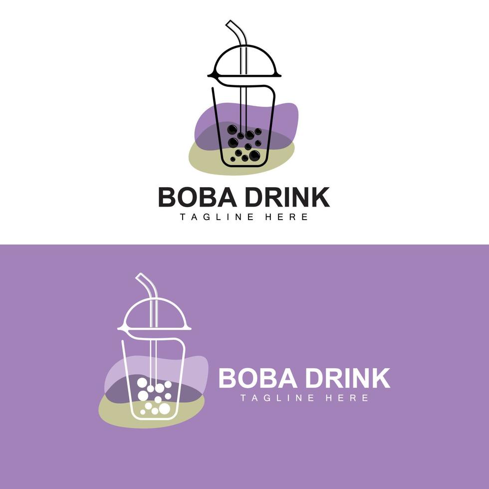 Boba Drink Logo Design, Modern Jelly Drink Bubble Vector, Boba Drink Brand Glass Illustration. Design Suitable For Cafes, Beverage Brands vector