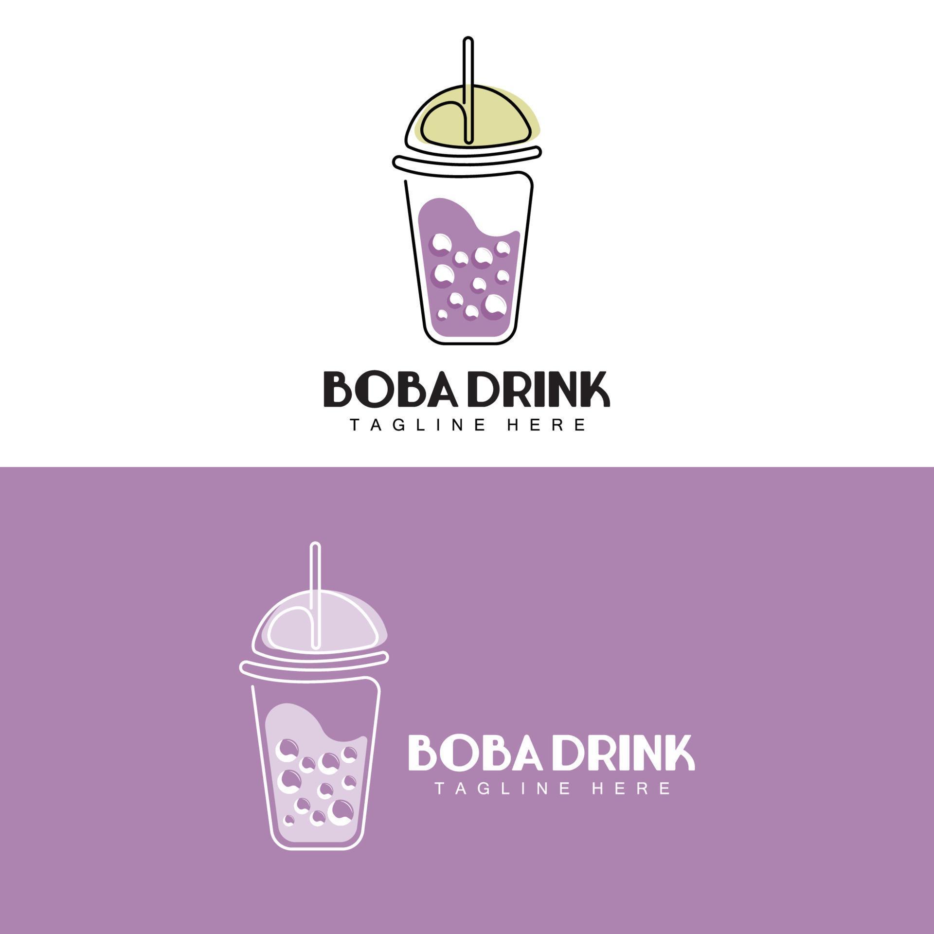 Boba Drink Logo Design, Modern Jelly Drink Bubble Vector, Boba Drink