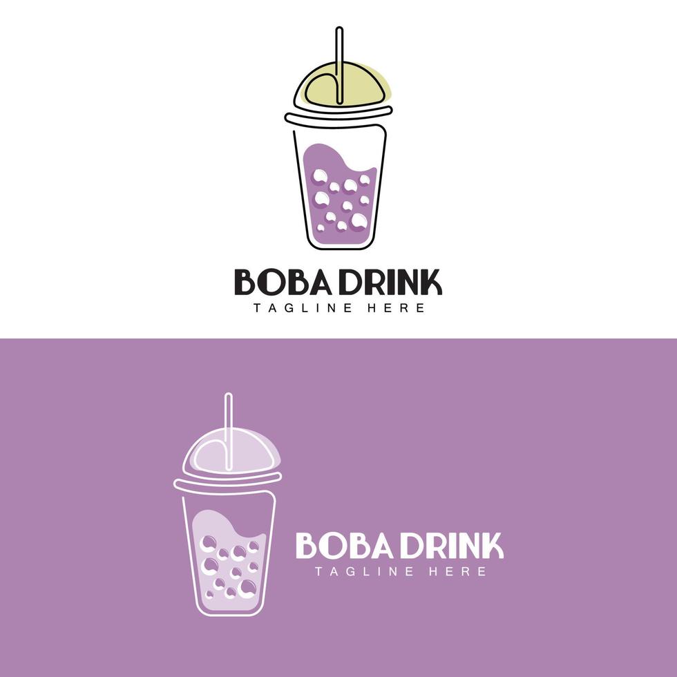 diseño de logotipo de bebida boba, vector de burbuja de bebida de gelatina moderna, ilustración de vidrio de marca de bebida boba. diseño adecuado para cafeterías, marcas de bebidas