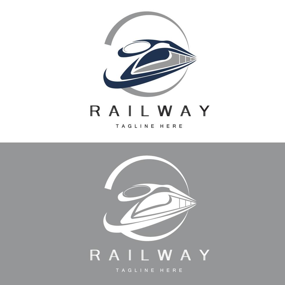 Train Logo Design. Fast Train Track Vector, Fast Transport Vehicle Illustration, Design Fit Locomotive Railroad Company Land Transportation And Fast Delivery vector