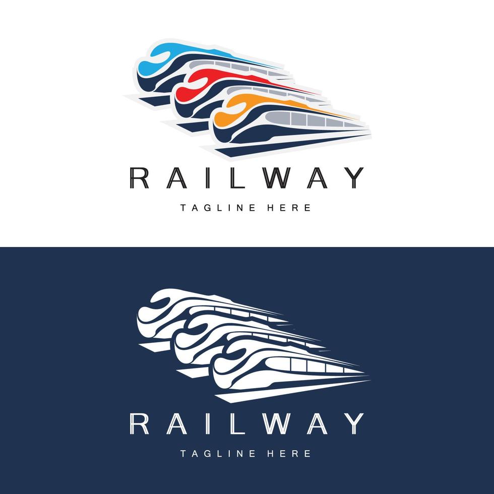 Train Logo Design. Fast Train Track Vector, Fast Transport Vehicle Illustration, Design Fit Locomotive Railroad Company Land Transportation And Fast Delivery vector