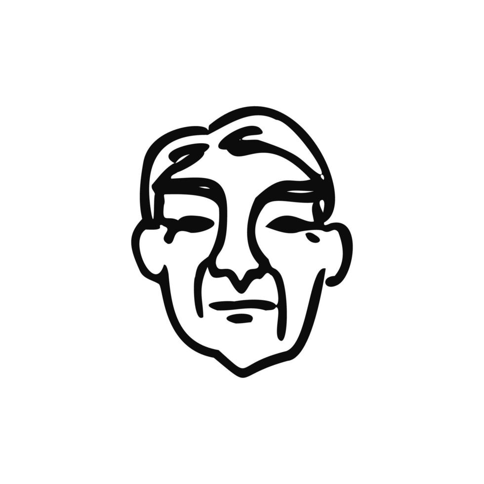 retrato de un anciano en estilo garabato - ilustración vectorial dibujada a mano. concepto masculino rostro senil vector