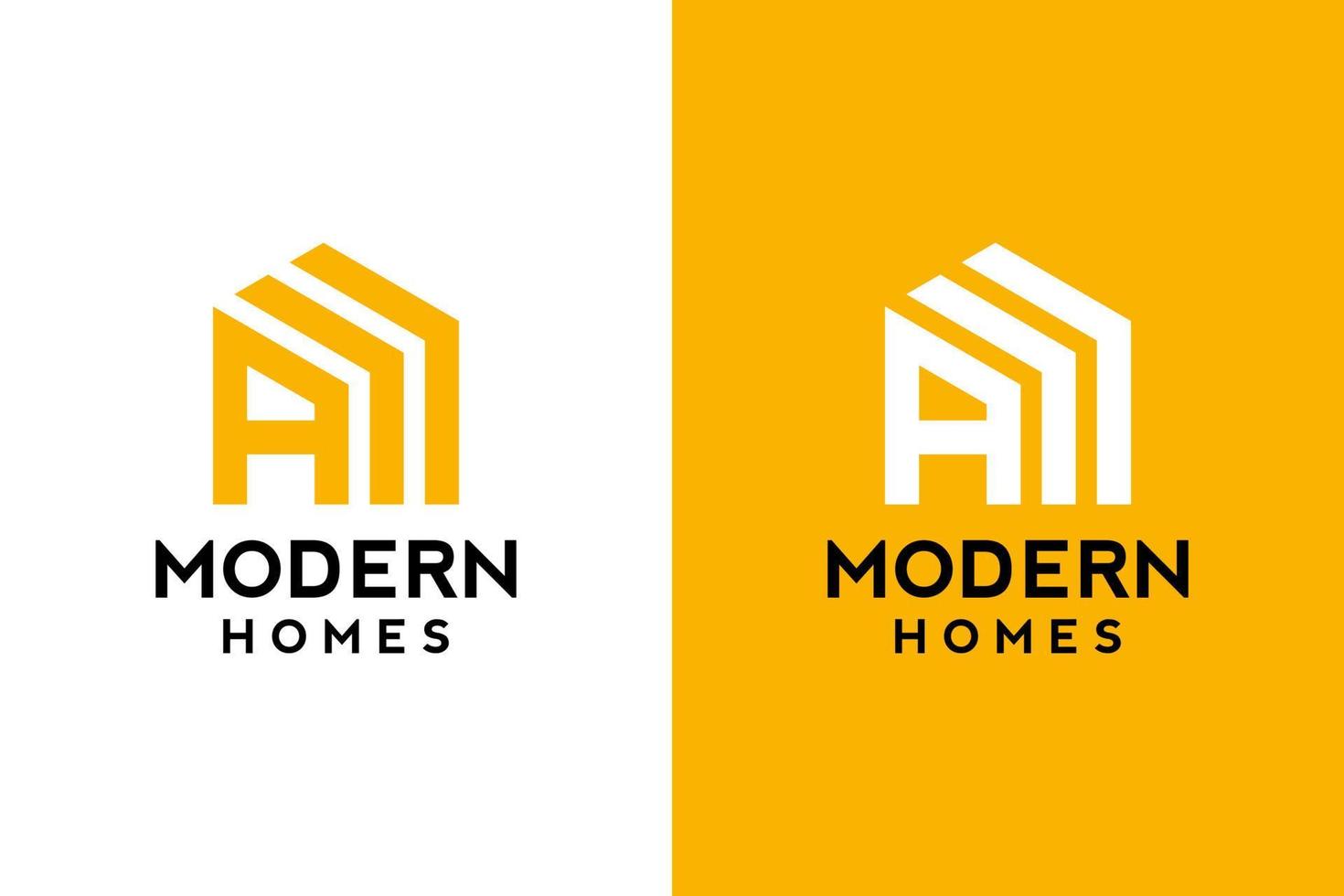 Logo design of A in vector for construction, home, real estate, building, property. Minimal awesome trendy professional logo design template on double background.