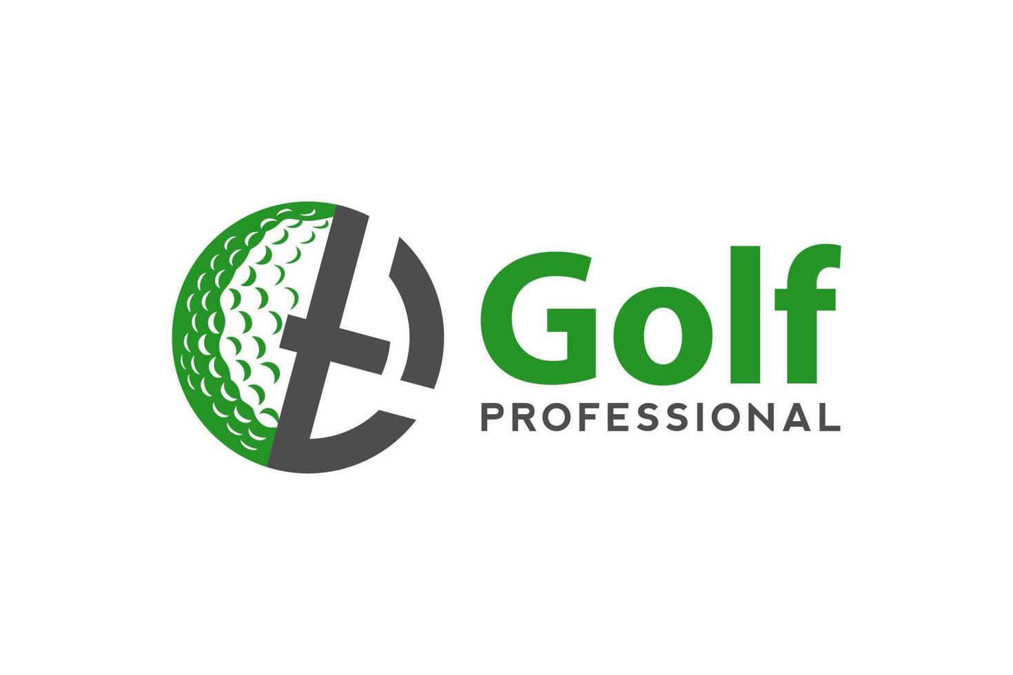 letra t para la plantilla vectorial de diseño del logotipo de golf, etiqueta vectorial de golf, logotipo del campeonato de golf, ilustración, icono creativo, concepto de diseño vector