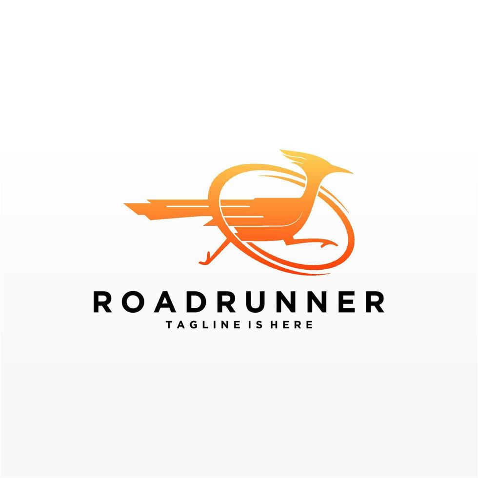 Roadrunner bird abstract minimal simple geometric logo design icon template silhouette isolated with white background vector