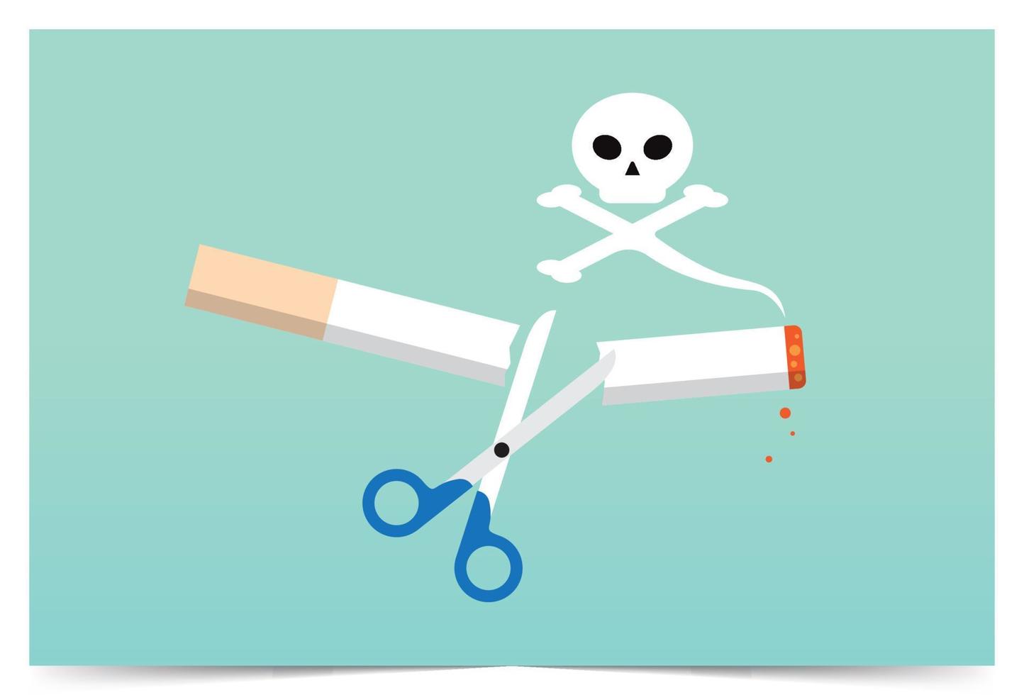 No smoking and cutting cigarette out with scissors vector