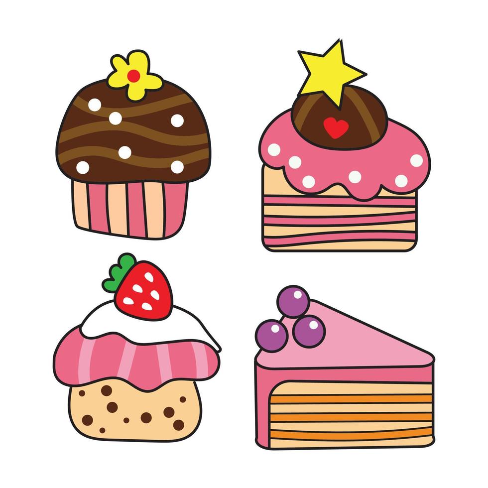 Cute cupcake fairy sweet cake vector