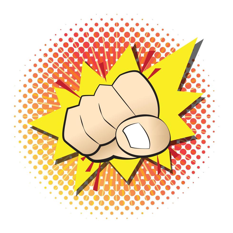 Punching fist hand comic style vector