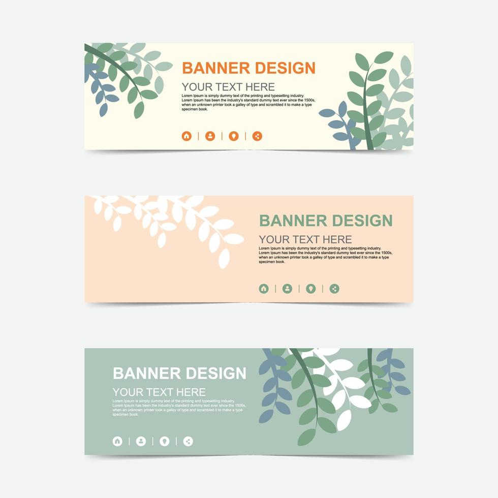 Spring leaf banner and template vector