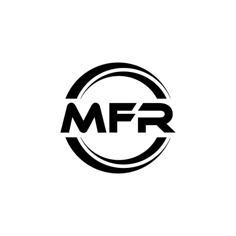 MFR letter logo design in illustration. Vector logo, calligraphy designs for logo, Poster, Invitation, etc.