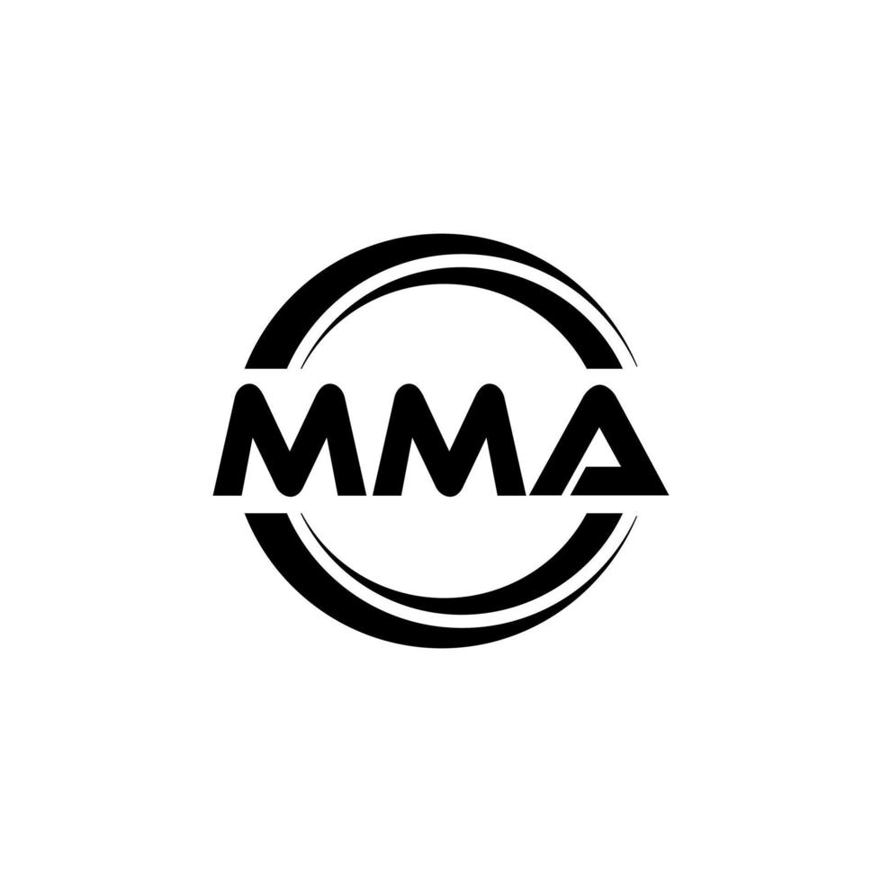 MMA letter logo design in illustration. Vector logo, calligraphy designs for logo, Poster, Invitation, etc.