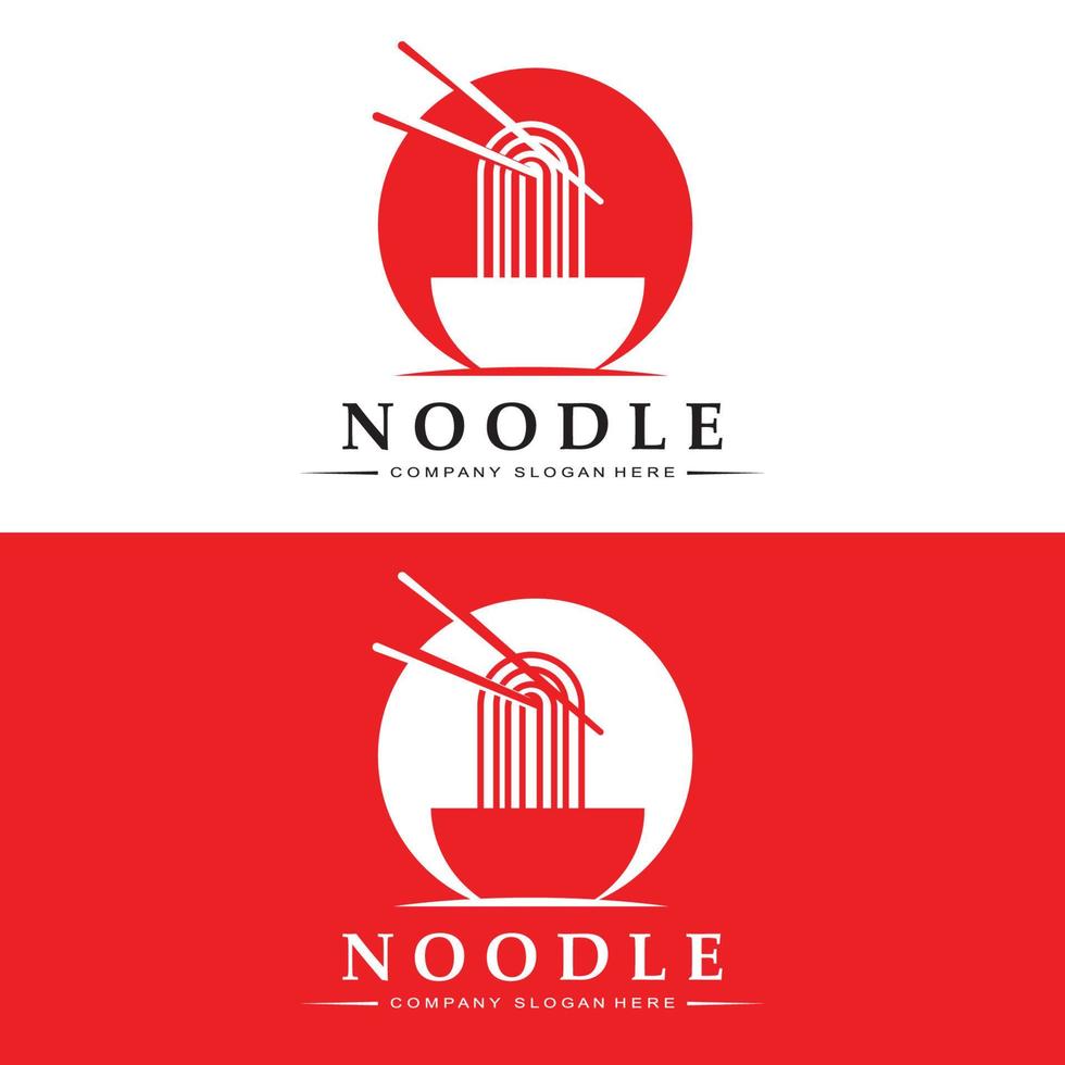 logotipo de fideos, vector de comida asiática, diseño adecuado para tiendas y restaurantes de fideos ramen