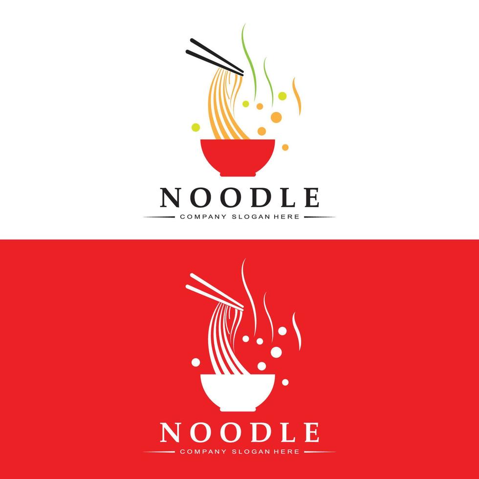 Noodles Logo, Asian Food Vector, Design Suitable For Ramen Noodle Shops And Restaurants vector
