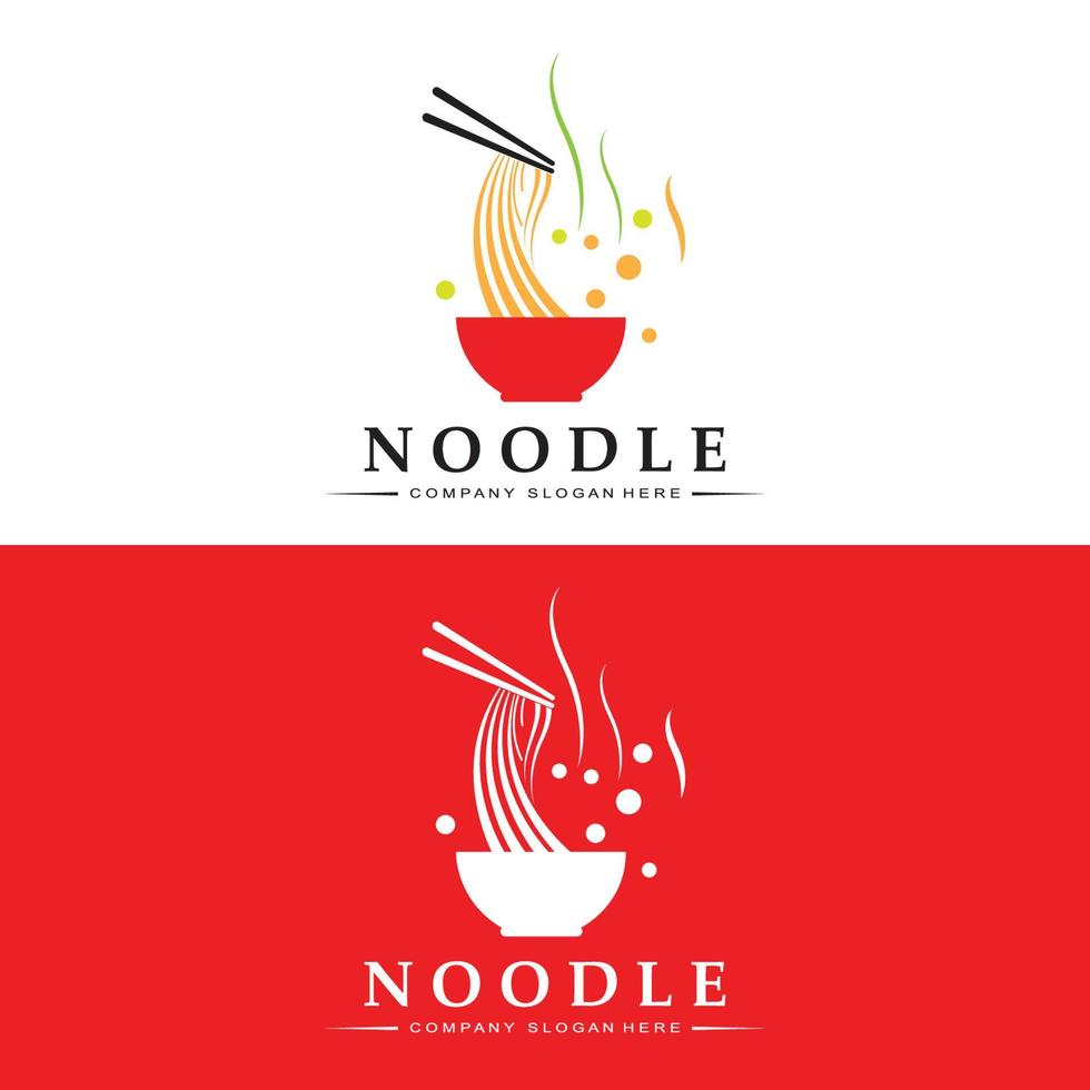 logotipo de fideos, vector de comida asiática, diseño adecuado para tiendas y restaurantes de fideos ramen