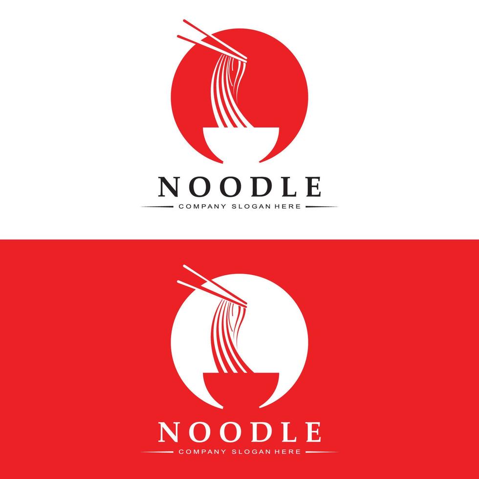 logotipo de fideos, vector de comida asiática, diseño adecuado para tiendas y restaurantes de fideos ramen