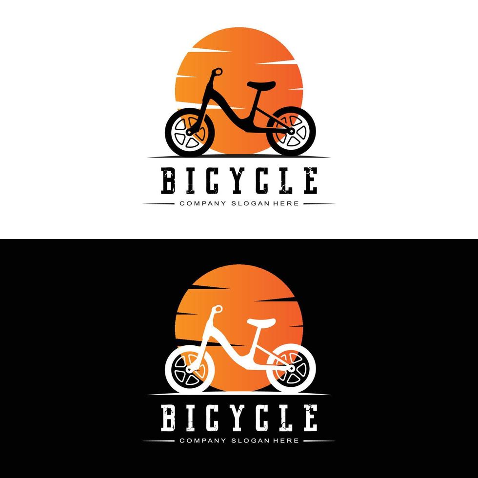 logotipo de bicicleta, vector de vehículo informal, diseño adecuado para tiendas de bicicletas, sucursales deportivas, bicicletas de montaña y bicicletas para niños