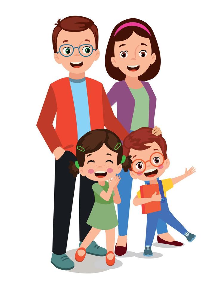 mother father and children happy family vector