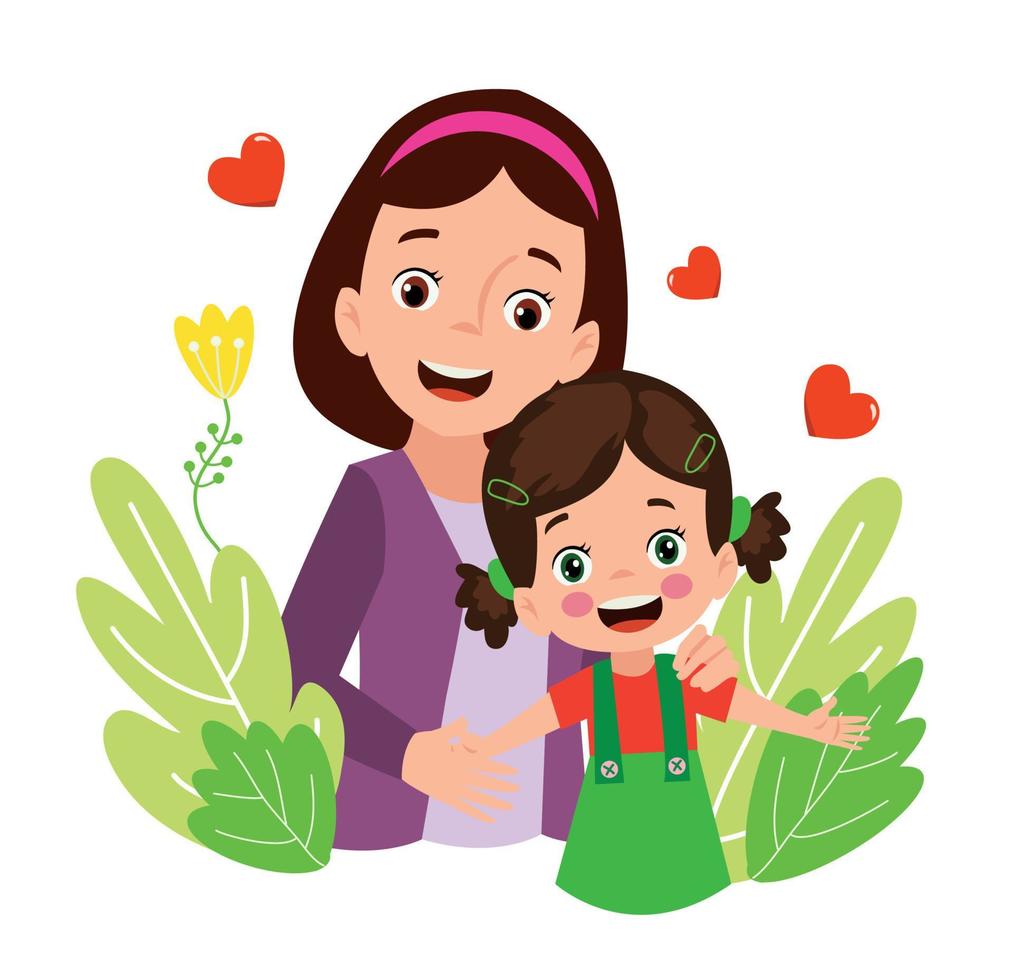 mother and children happy family vector