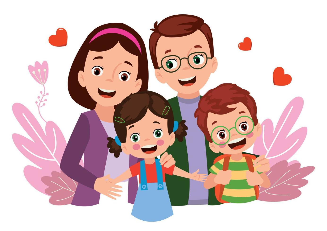 mother father and children happy family vector