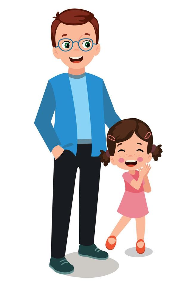 father and kids happy family vector