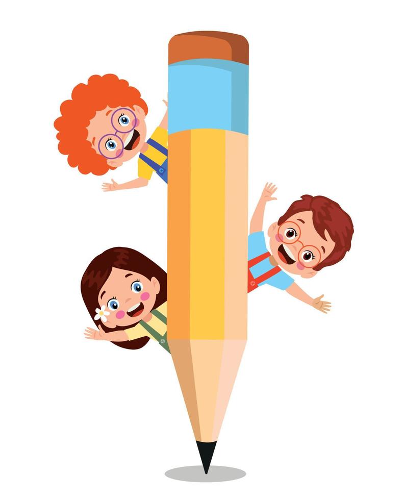 cute little boy holding a pencil vector