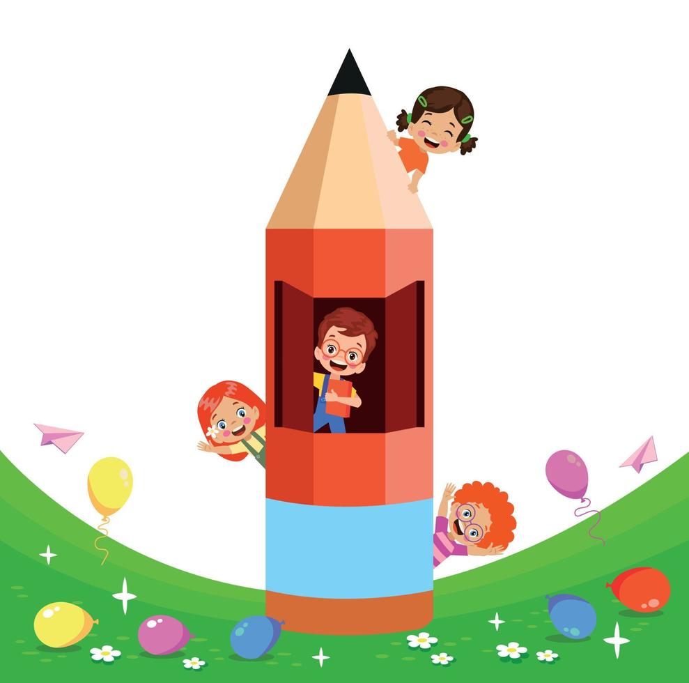 cute little boy holding a pencil vector