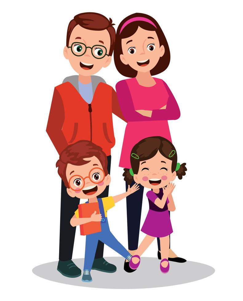 mother father and children happy family vector