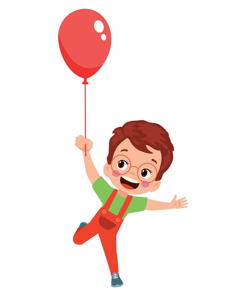 niños felices y globos de colores vector