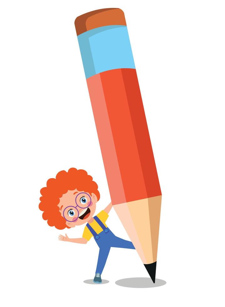 cute little boy holding a pencil vector