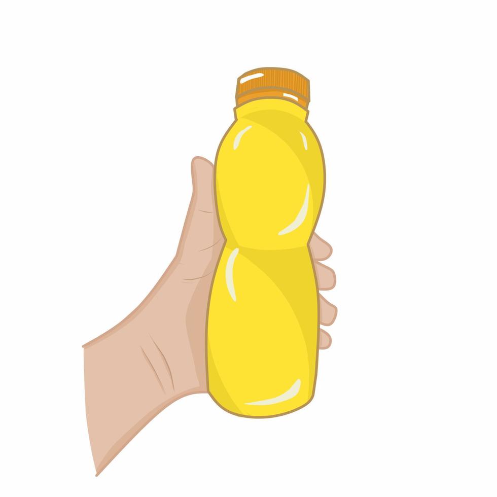 Hand holding bottle plastic vector