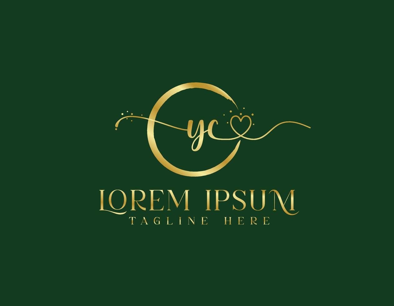 Modern Y C cursive logo vector