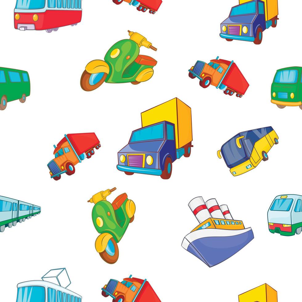 patrón de transporte, estilo de dibujos animados vector