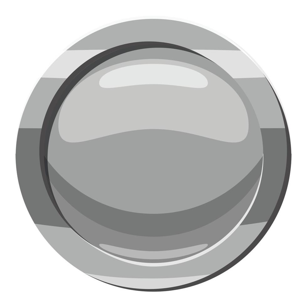 Gray button icon, cartoon style vector