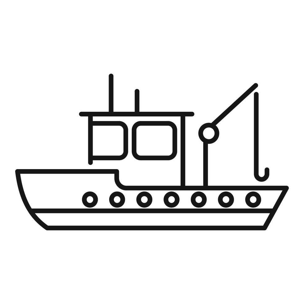 vector de contorno de icono de barco de pescado de transporte. barco de pesca