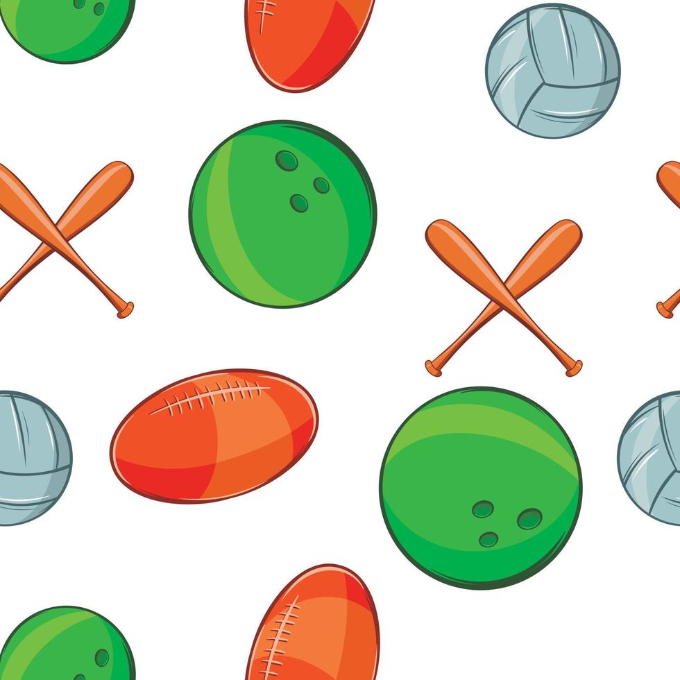 Sports stuff pattern, cartoon style vector