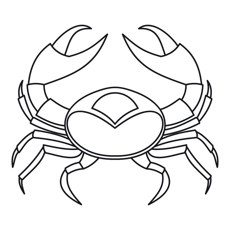 icono de cangrejo grande, estilo de esquema vector