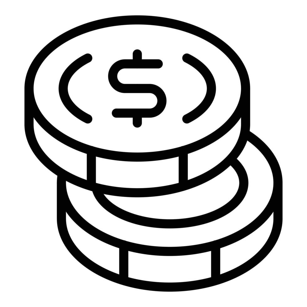 Coin stack icon outline vector. Bank mobile vector