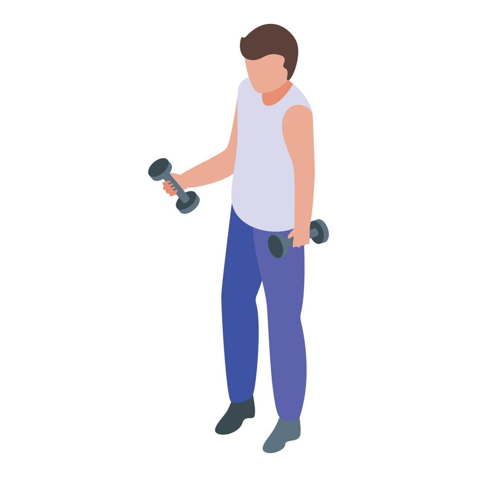 Boy make morning exercise icon isometric vector. Multi effort vector