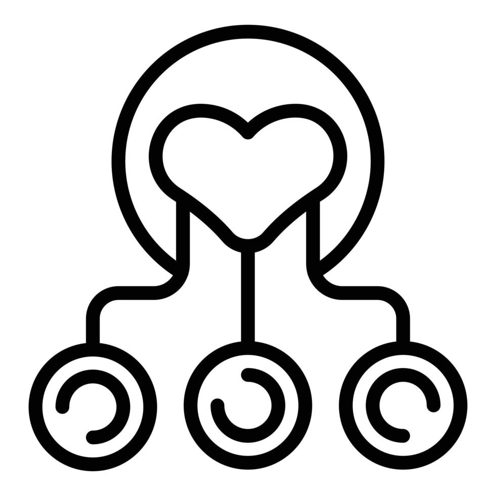 vector de contorno de icono de amor de equipo social. caridad del corazon