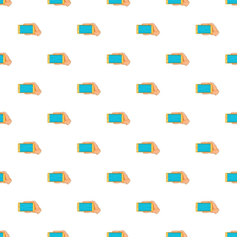 Hand with mobile phone pattern, cartoon style vector